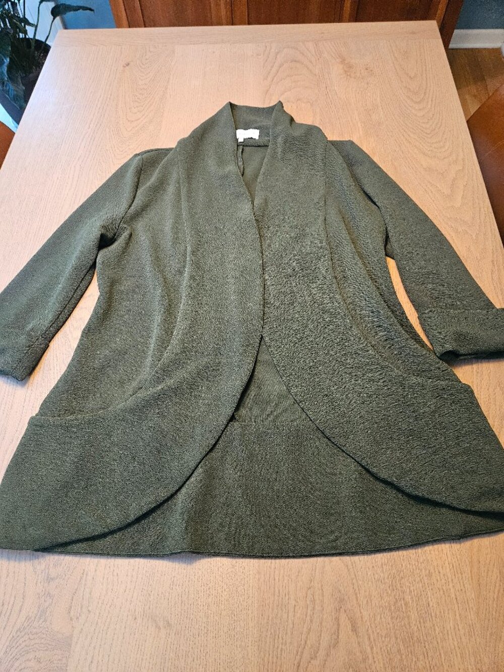 French Mauve Olive Green Open Front Cardigan Duster Cocoon Jacket XL